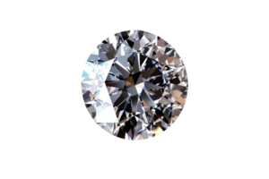 Close-up image of a brilliant round diamond with sparkling facets. Ideal for jewelry, luxury, and gem-related designs. png