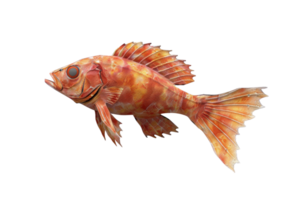 3D rendering of a colorful red fish with intricate scales and fins, isolated on a transparent background. aquatic marine life. png