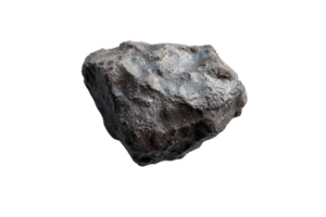 Close-up of a single rugged rock with a rough texture, isolated against a transparent background. Perfect for geology and nature themes. png