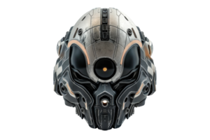 Futuristic robotic helmet with intricate design, showcasing advanced technology and sci-fi aesthetics. Ideal for tech, gaming, and sci-fi themes. png