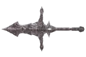 Intricately designed medieval sword with a detailed blade and handle, perfect for fantasy or historical themed projects and artwork. png