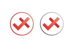 Red and gray circle with a check mark and a cross mark. png