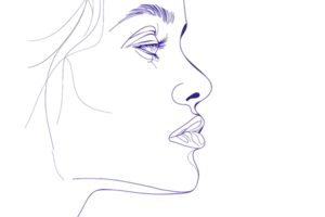 The image is a transparent background with a outline of a woman's face png