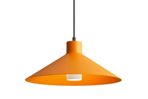 This is a picture of a yellow lamp. The lamp is made of metal and has a white cord. The lamp is hanging from the ceiling. png