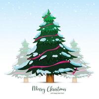 Decorative beautiful christmas line tree card on white background vector
