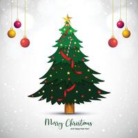 Artistic beautiful christmas line tree card on white background vector