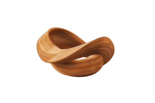 3D rendering of a wooden Mobius strip. It is a continuous surface with only one side and one edge. png