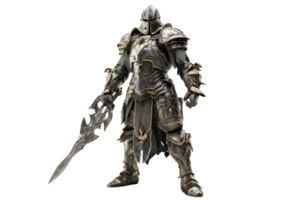 Medieval knight in detailed armor holding a large sword, ready for battle. Perfect for fantasy and historical themed projects. png