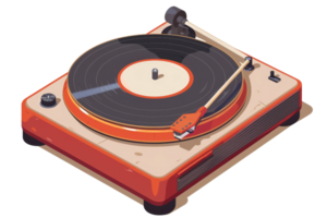 le rétro rouge plaque tournante est en jouant une enregistrer. le aiguille est sur le record et le la musique est jouant. png