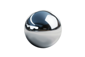 3D rendering of a shiny metal ball bearing reflecting the environment around it. png
