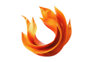 A large orange flame is the main focus of this image. The flame is surrounded by a series of smaller orange flames, creating a spiral shape. Scene is warm and inviting png
