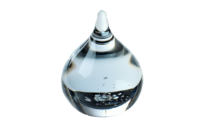 A clear glass object with a pointed top. The object is almost completely clear, with only a few small bubbles visible. The object appears to be a vase or a container png