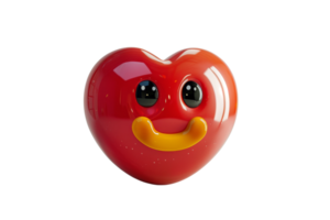 A cheerful red heart emoji with a smiling face, perfect for expressing love, happiness, and joy in digital communication. png