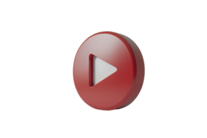 Red play button isolated on transparent background. png
