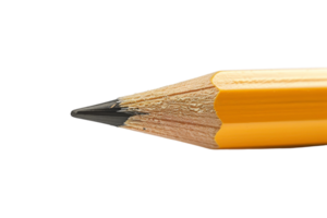 A close-up image of a sharpened yellow pencil against a black background. png