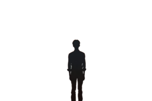man standing in the dark isolated on transparent background. png