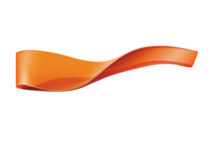 Orange abstract shape resembling a ribbon, suitable for use as a logo or graphic element. png