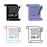 Contract icon set, outline and filled outline version. vector