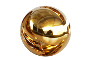 3D rendering of a golden sphere with a shiny surface. png