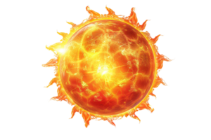 A large orange sun with a fiery glow. The sun is surrounded by a circle of fire, and the entire image has a warm, fiery, and energetic mood png