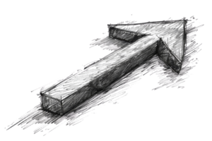 A pencil drawing of an arrow pointing to the right. The arrow is drawn in black and white, and it is a simple, straightforward design png
