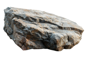 A large rock with a rough surface and a few cracks. The rock is grey and he is weathered png