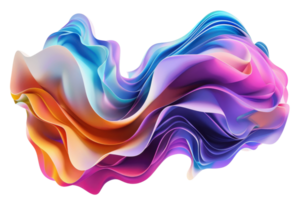 abstract painting. It has a colorful, fluid shape with a gradient of blue, purple, pink, and orange. The shape is set against a black background. png
