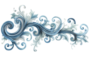 A blue and white floral design with a wave pattern. The design is made up of small squares and circles png