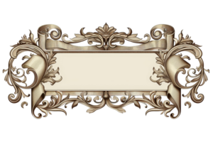 The image is a decorative, vintage-style frame with flourishes. It is suitable for use as a border or to add a touch of elegance to any project. png