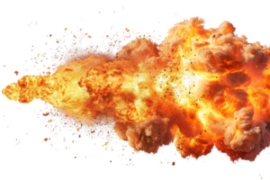 A large explosion is depicted in the image, with a lot of debris and smoke flying out in all directions. The scene is intense and chaotic, with the explosion leaving a trail of destruction in its wake png