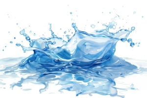 A dynamic and refreshing splash of blue water captured in mid-air, perfect for illustrating concepts of freshness, purity, and energy. png