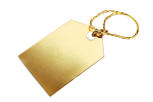 Blank golden keychain isolated on transparent background. 3D rendering. png