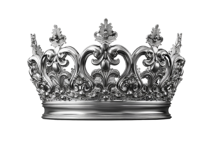 Detailed silver crown isolated on a transparent background. symbolizing royalty, luxury, and elegance with intricate design elements. png