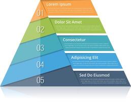Pyramid chart with five elements with numbers and text, pyramid infographic template, pyramid diagram for presentations vector