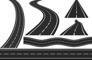 Set of new asphalt roads, vertical and horizontal roads, highway vector
