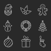 Set of 9 Basic Christmas line icons vector