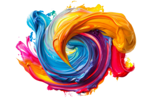 Vibrant and colorful abstract swirl of mixed paints creating an eye-catching pattern, perfect for artistic backgrounds and design projects. png