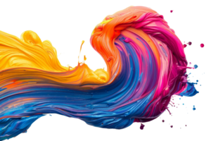 Vibrant swirl of colorful paint strokes blending smoothly, showcasing an abstract representation of artistic creativity and flow. png