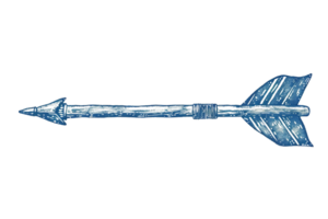 A blue arrow pointing to the right. The arrow is drawn in a pencil style. The arrow is long and thin, with a sharp point at the end png