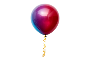 A red and purple balloon with a yellow string. The balloon is floating in the air and is the only object in the image png