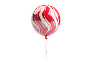 A red and white balloon with a red string. The balloon is floating in the air. The balloon is a symbol of celebration and happiness png