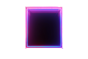 A square with a black background and pink and blue lights. The square is lit up and has a futuristic feel to it png