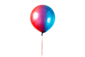 A red and blue balloon is floating in the air. The balloon is the color of the rainbow and is the color of the sky png