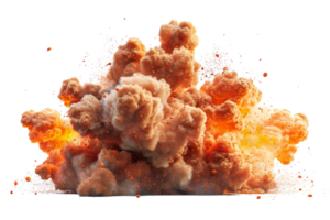A large cloud of smoke and ash is billowing out of a volcano. The scene is chaotic and intense, with the fire and debris creating a sense of danger and destruction png