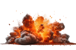A large explosion is depicted in the image, with a lot of debris and smoke. The scene is intense and chaotic, with the explosion creating a sense of danger and destruction png