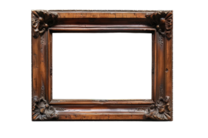 A wooden frame with a white background. The frame is empty and has a simple design png