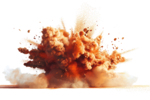 A large explosion is depicted in the image, with a lot of debris and smoke flying in the air. The scene is chaotic and intense, with the explosion leaving a trail of destruction in its wake png