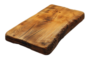 A wooden board with a grainy texture. It is brown in color. The board is placed on a white background png