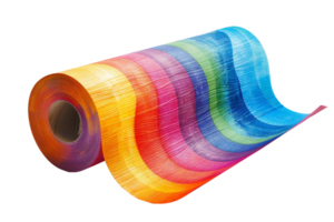 A colorful roll of paper with a rainbow pattern. The colors are bright and vibrant, creating a cheerful and lively atmosphere png