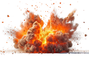 A large explosion is depicted in the image, with a lot of debris and smoke flying in the air. The scene is intense and chaotic, with the explosion leaving a trail of destruction in its wake png